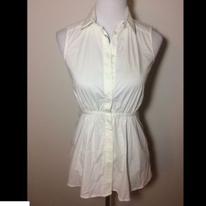 Burberry SIZE 4 Sleeveless Blouse White Buttondown